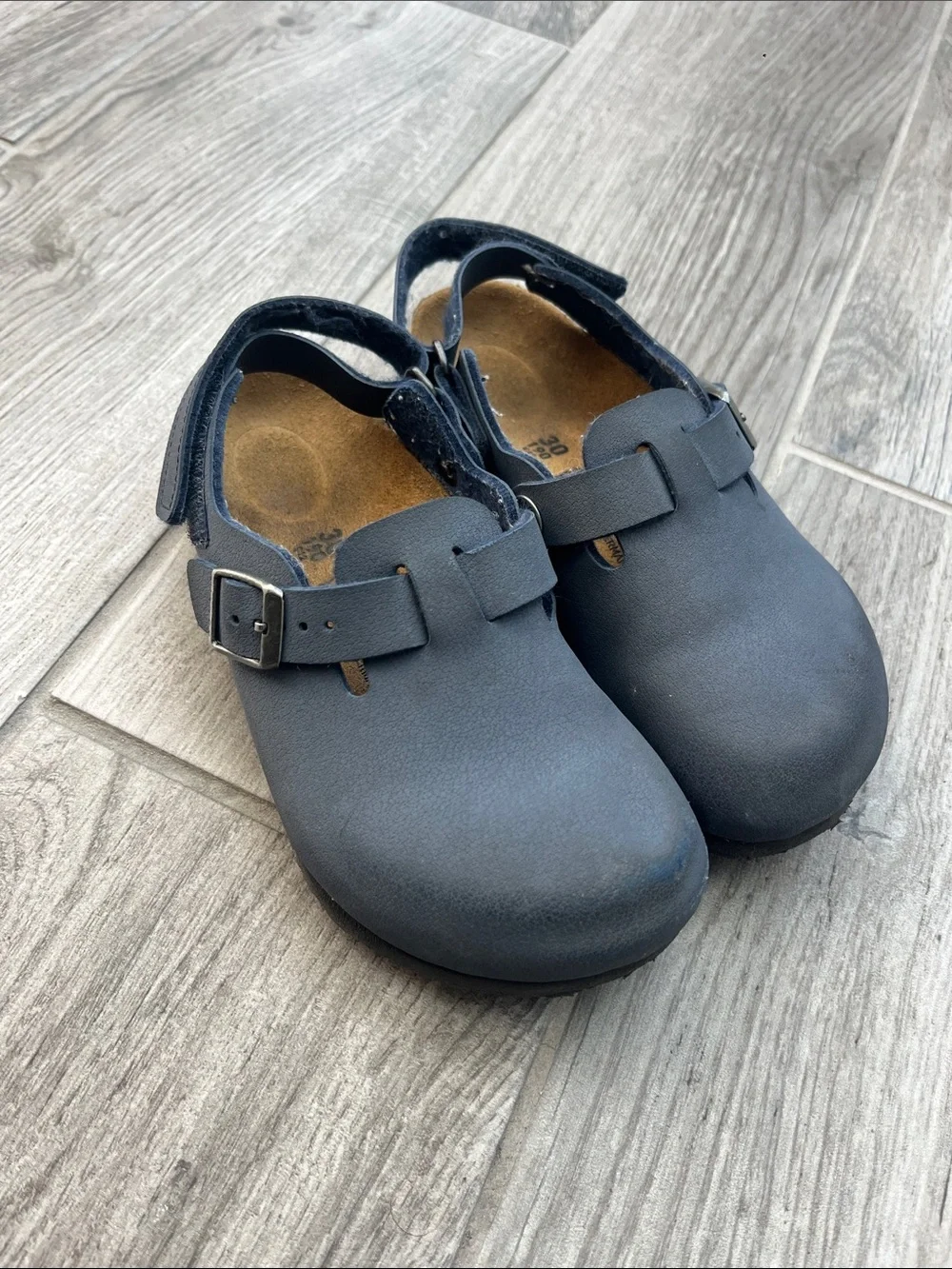 Birkenstock Kids Navy Closed-Toe Buckle Moccasins